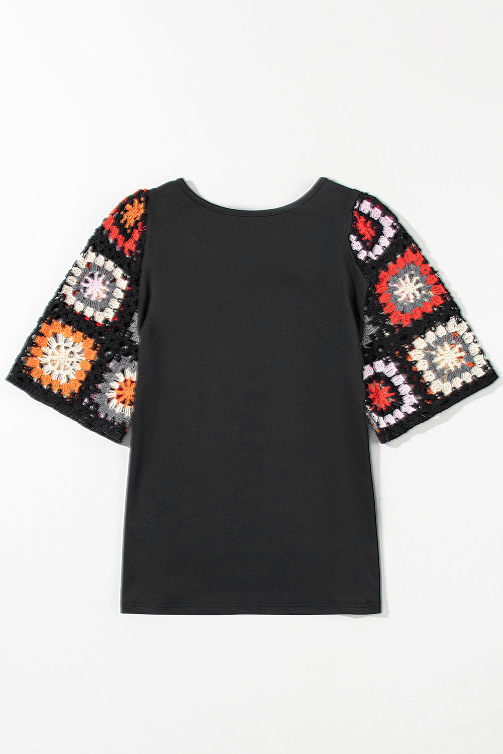 White Floral Crochet Short Sleeve Top