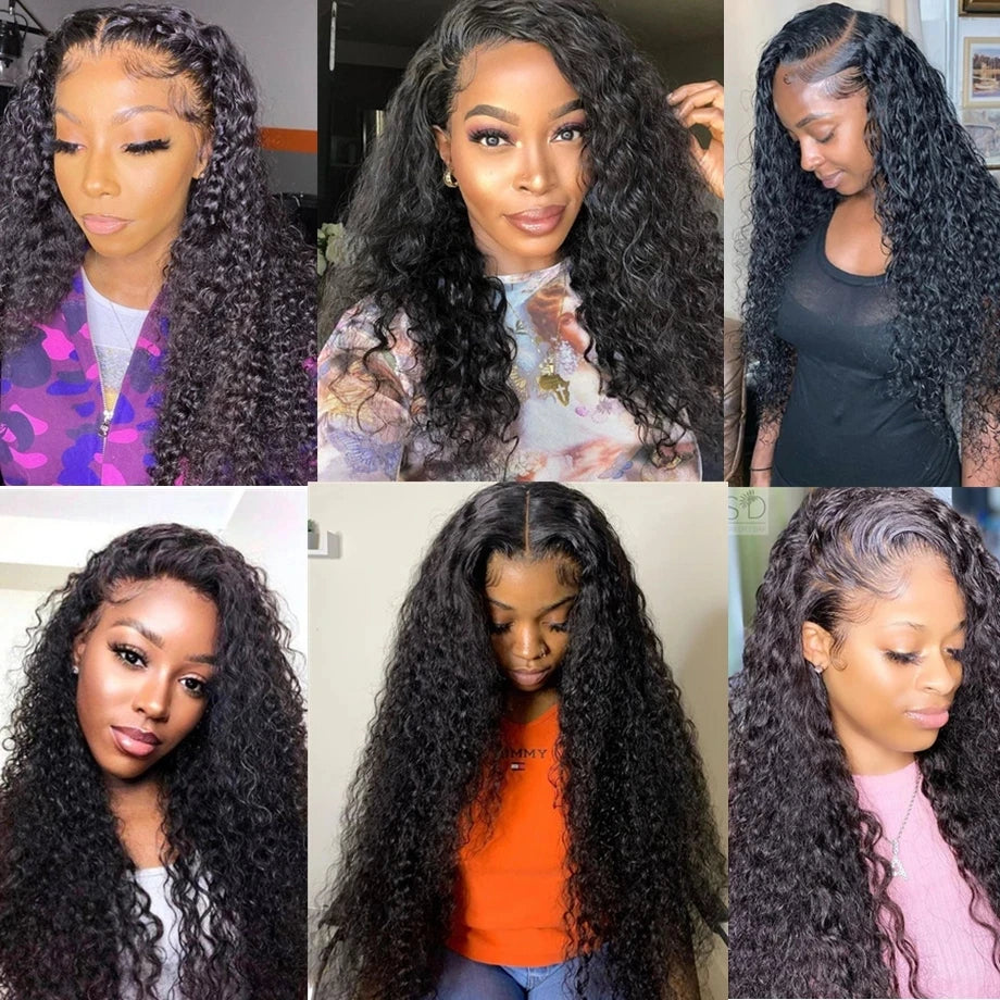 30Inch Deep Wave Transparent 13x4 13x6 Lace Frontal Human Hair Wigs 5x5 Glueless Wigs 4x4 Lace Wig Remy Deep Curly Front Wig
