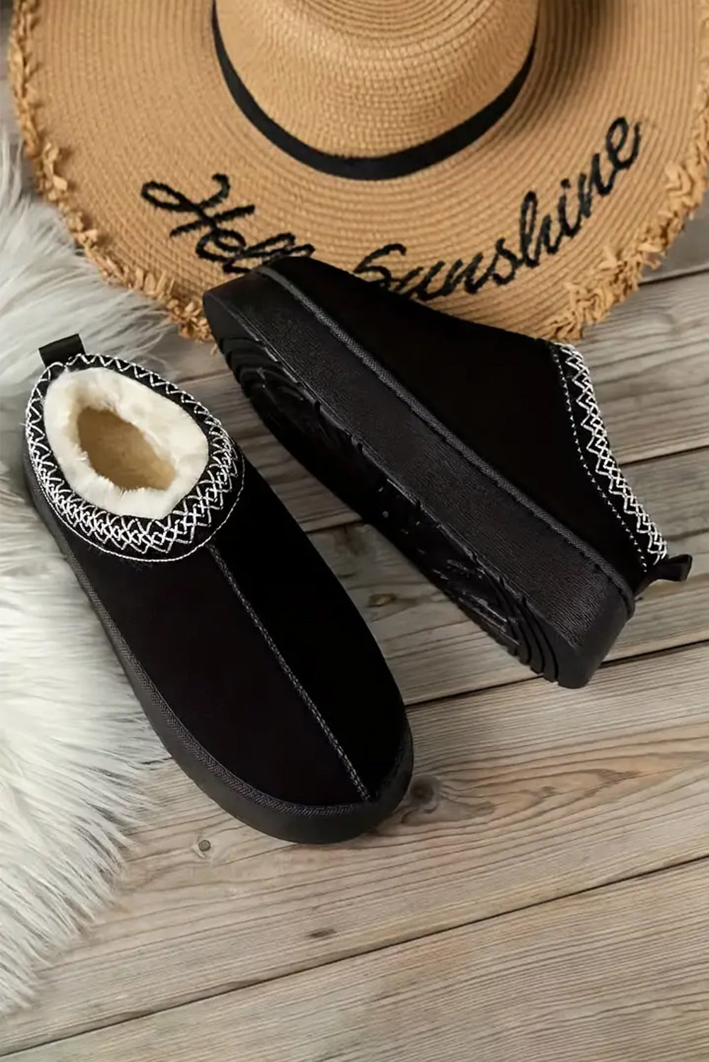 Weeboo Platform Embroidered Trim Slip-On Boots