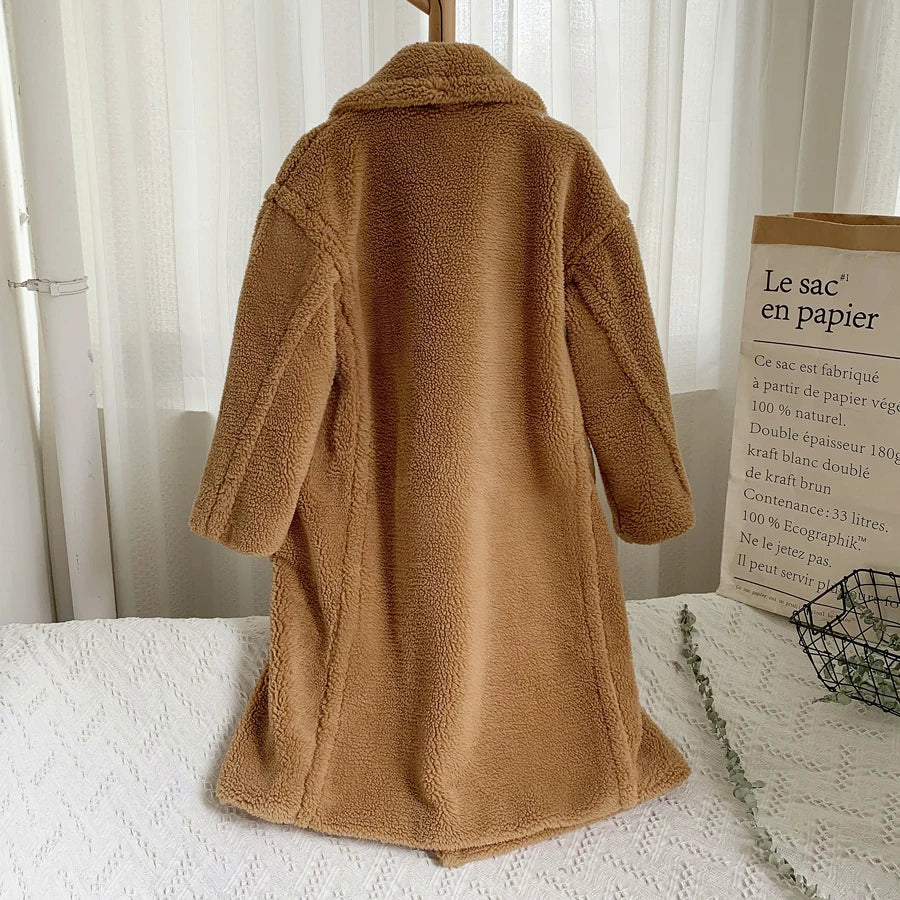 ZADORIN Winter Thick Warm Solid Teddy Coat Women High Street Oversized Pink Faux Lamb Fur Coat Ladies Long Faux Fur Jacket