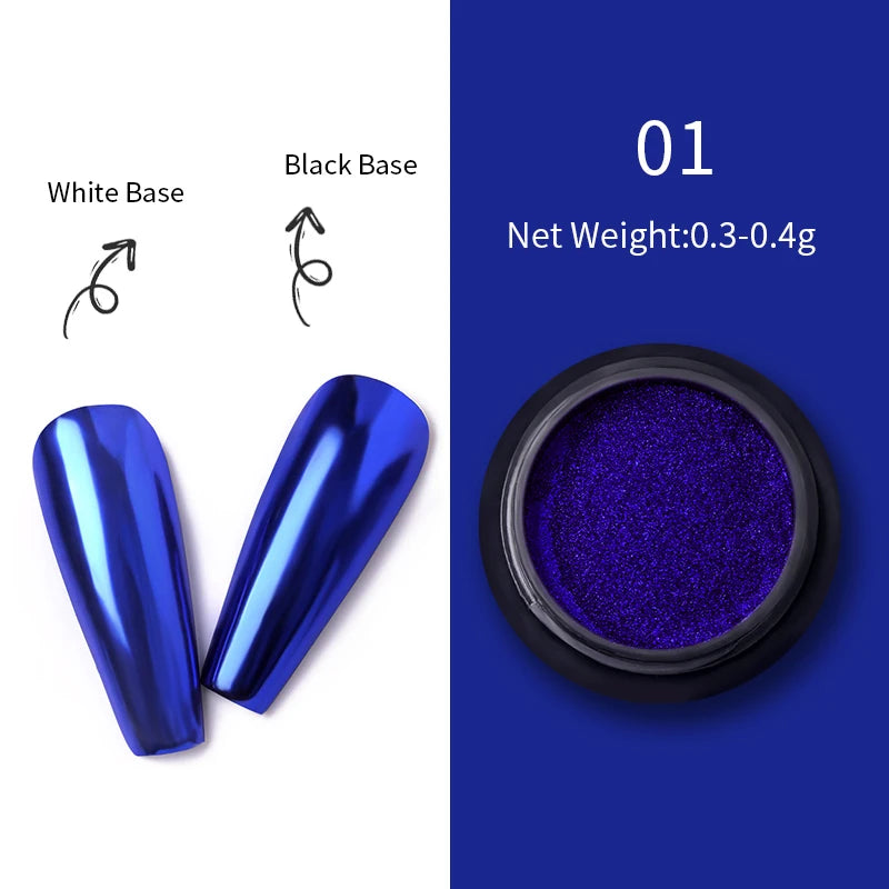 1Box Nail Mirror Glitter Powder Metallic Colorful Dust Metal Effect Nail Glitter Gold Nail Art UV Gel Polish Chrome Flakes Dust