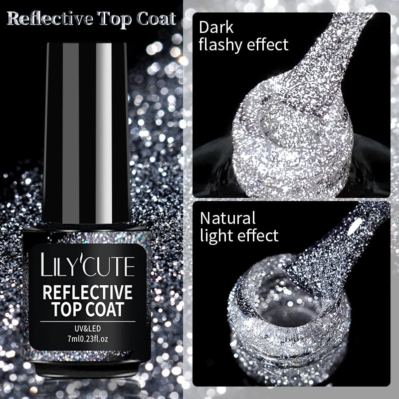 LILYCUTE 9D Rainbow Glitter Cat Magnetic Nail Gel Polish Snowlight Semi Permanent Soak Off Sparkling Nail Varnish