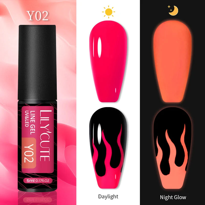 LILYCUTE 5ml Gold Sliver Metallic Liner Gel Nail Polish French Style Super Bright Mirror Pull Line Graffiti Painting Stripe Gel