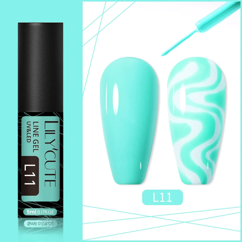 LILYCUTE 5ml Gold Sliver Metallic Liner Gel Nail Polish French Style Super Bright Mirror Pull Line Graffiti Painting Stripe Gel