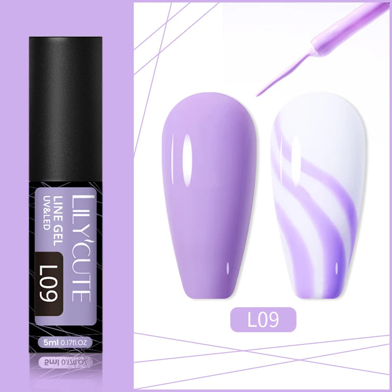 LILYCUTE 5ml Gold Sliver Metallic Liner Gel Nail Polish French Style Super Bright Mirror Pull Line Graffiti Painting Stripe Gel