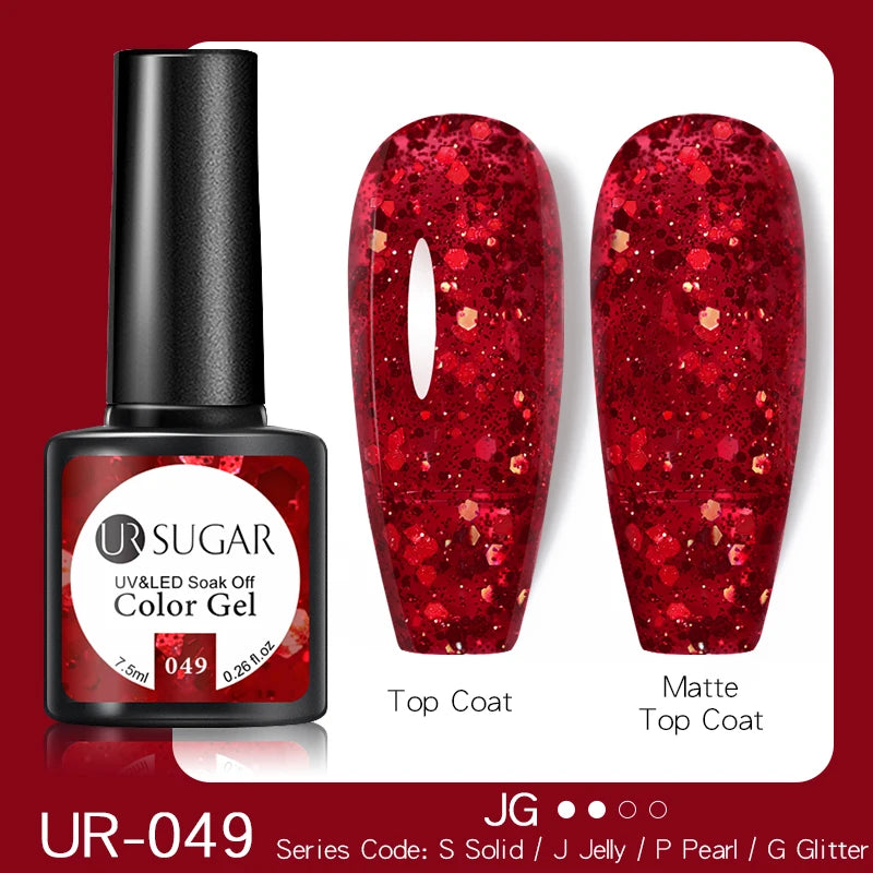 UR SUGAR 7.5ml Glitter UV Gel Nail Polish Glitter Sequins Soak Off UV Gel Varnish Colorful Nail Gel Polish DIY Nail Art Polish