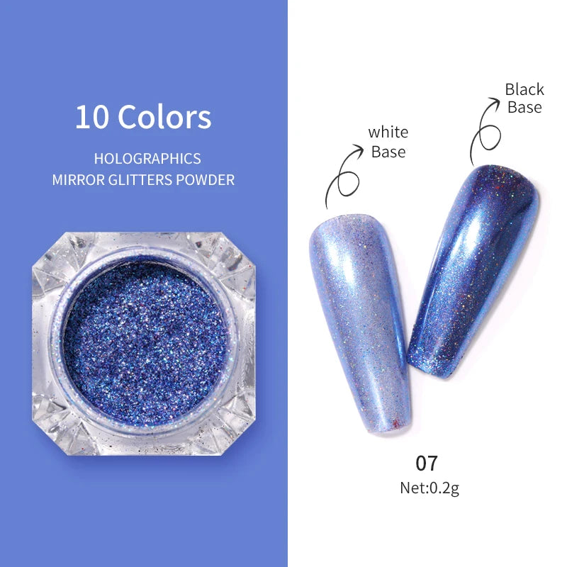 1Box Nail Mirror Glitter Powder Metallic Colorful Dust Metal Effect Nail Glitter Gold Nail Art UV Gel Polish Chrome Flakes Dust