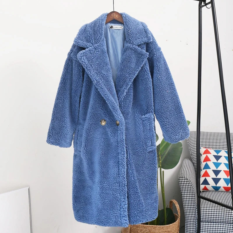 ZADORIN Winter Thick Warm Solid Teddy Coat Women High Street Oversized Pink Faux Lamb Fur Coat Ladies Long Faux Fur Jacket