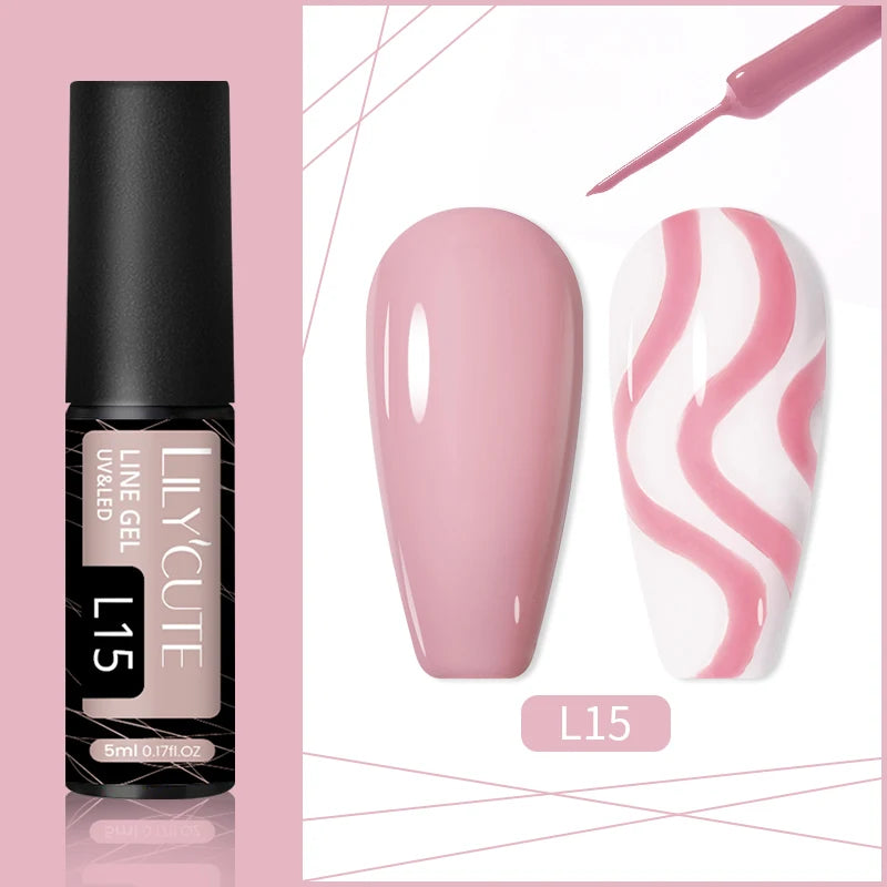 LILYCUTE 5ml Gold Sliver Metallic Liner Gel Nail Polish French Style Super Bright Mirror Pull Line Graffiti Painting Stripe Gel