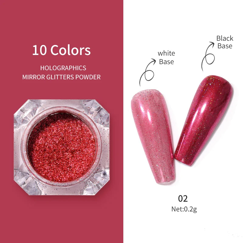 1Box Nail Mirror Glitter Powder Metallic Colorful Dust Metal Effect Nail Glitter Gold Nail Art UV Gel Polish Chrome Flakes Dust