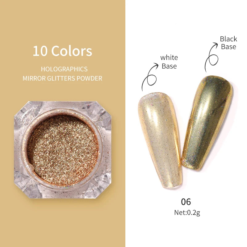 1Box Nail Mirror Glitter Powder Metallic Colorful Dust Metal Effect Nail Glitter Gold Nail Art UV Gel Polish Chrome Flakes Dust