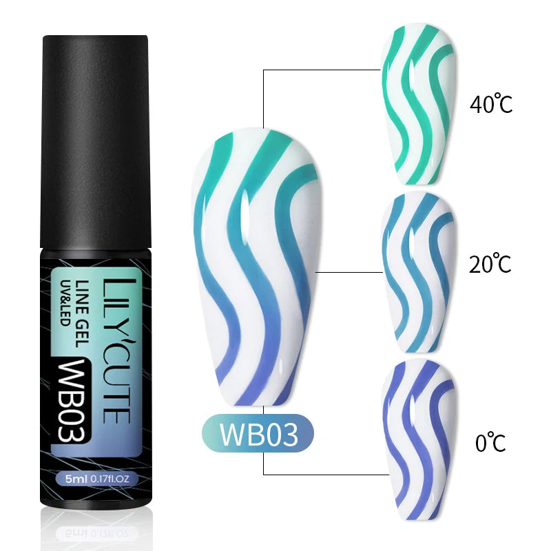 LILYCUTE 5ml Gold Sliver Metallic Liner Gel Nail Polish French Style Super Bright Mirror Pull Line Graffiti Painting Stripe Gel