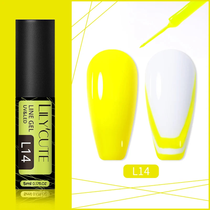 LILYCUTE 5ml Gold Sliver Metallic Liner Gel Nail Polish French Style Super Bright Mirror Pull Line Graffiti Painting Stripe Gel