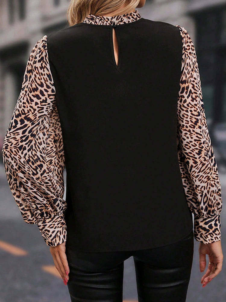 Fashion Leopard Print Print Women's Long-Sleeve Shirt Pullover