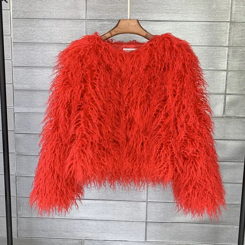 Women Fashion Faux Fur Coats Vintage Solid Loose Warm Flurry Coats Autumn Winter Lady Fashion Thick Streetwear Fur Jacket