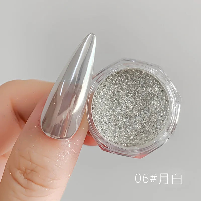 10g/Bottle Pearls White Nail Pigment Glitter Aurora Nail Powder Purple Chrome Glitter Pigment Dust UV Manicure Dip Powder