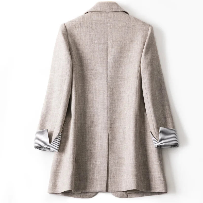 Women's Long Sleeved Spring Casual Blazer New Fashion Business Solid Color Blazer Women's Office Blazer Women's Coat Jacket 2022