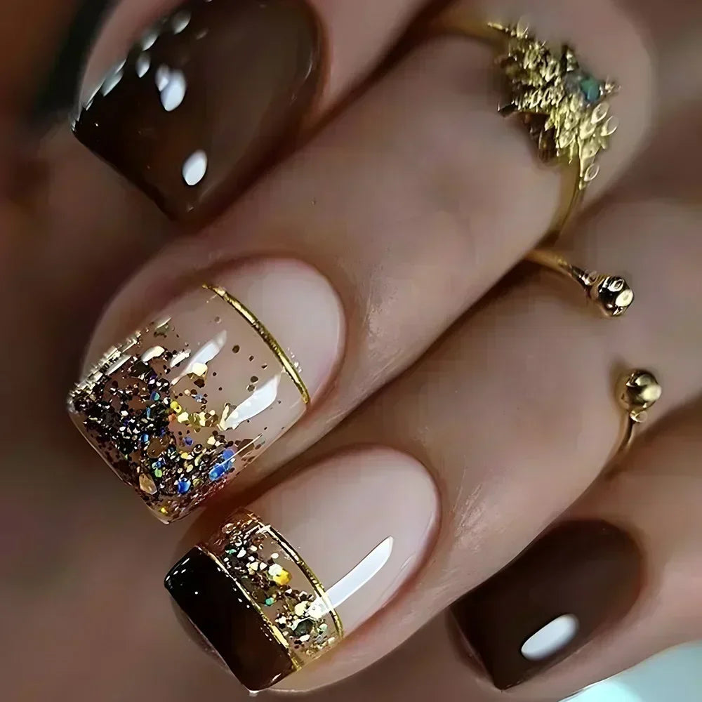 24Pcs French Tip Press on Nails Short Coffin False Nails Simple Wearable Fake Nails Frosted Full Cover Press on Nail Tips Art