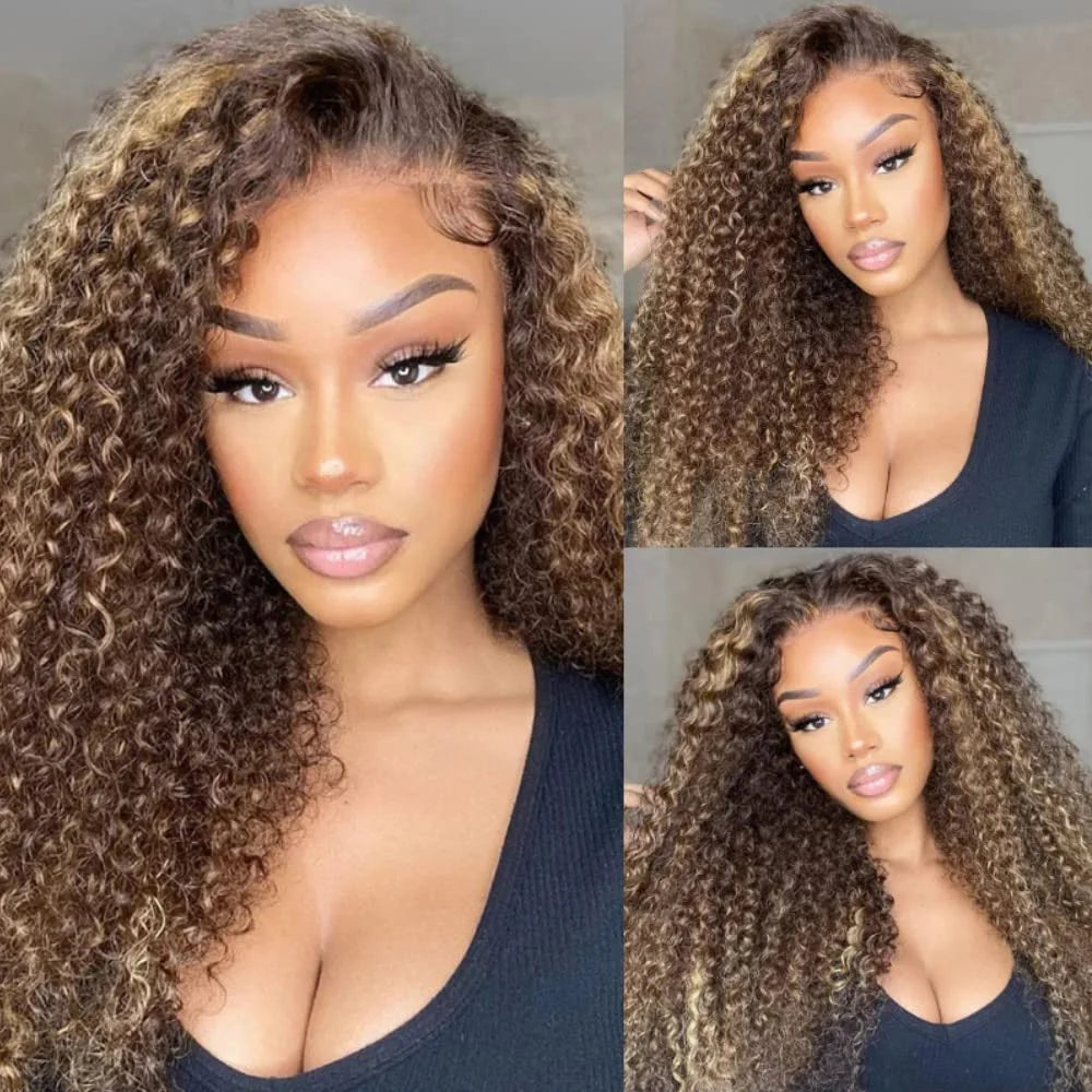 30 Inch Highlight Ombre 13x6 Hd Lace Frontal Wig Water Curly Human Hair Wigs 13x4 Hd Transparent Deep Wave Lace Frontal Wig