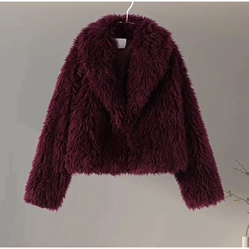 Leopard Faux Fur Short Coat Women Autumn Winter Plush Stand Collar Panelled Jacket Female Warm Stylish Outerwear Lady Casual New