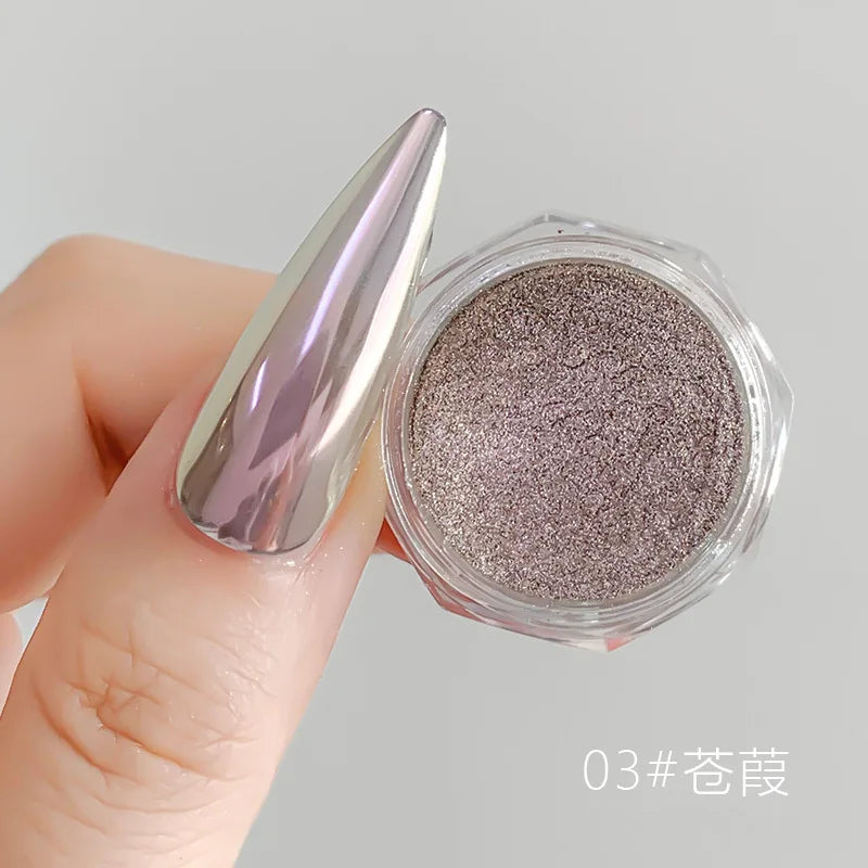 10g/Bottle Pearls White Nail Pigment Glitter Aurora Nail Powder Purple Chrome Glitter Pigment Dust UV Manicure Dip Powder