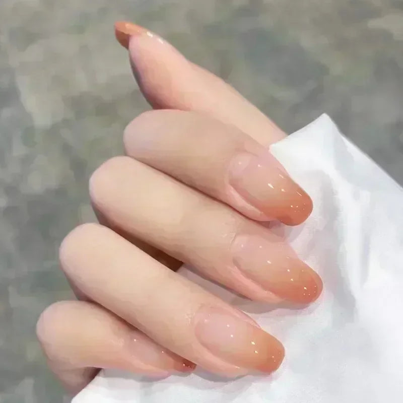 24Pcs Ballerina False Nails with Glue Short Nail Beauty Tools Press on Fake Nails Full Cover Artificial Nails Tips Manicure