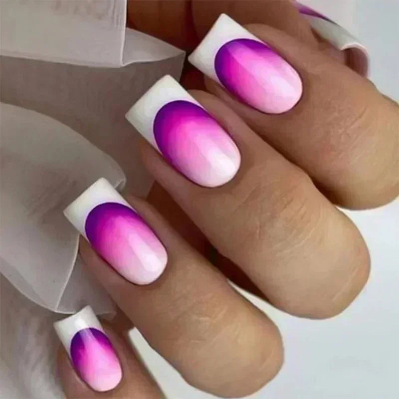 24Pcs French Tip Press on Nails Short Coffin False Nails Simple Wearable Fake Nails Frosted Full Cover Press on Nail Tips Art