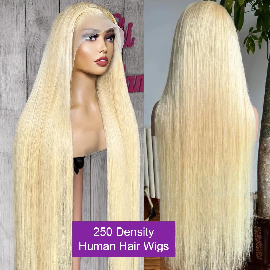 30 40 Inch 613 Honey Blonde 13x4 Lace Front Human Hair Wigs Glueless Straight 250 Density 13x6 Transparent Frontal Wig For Women