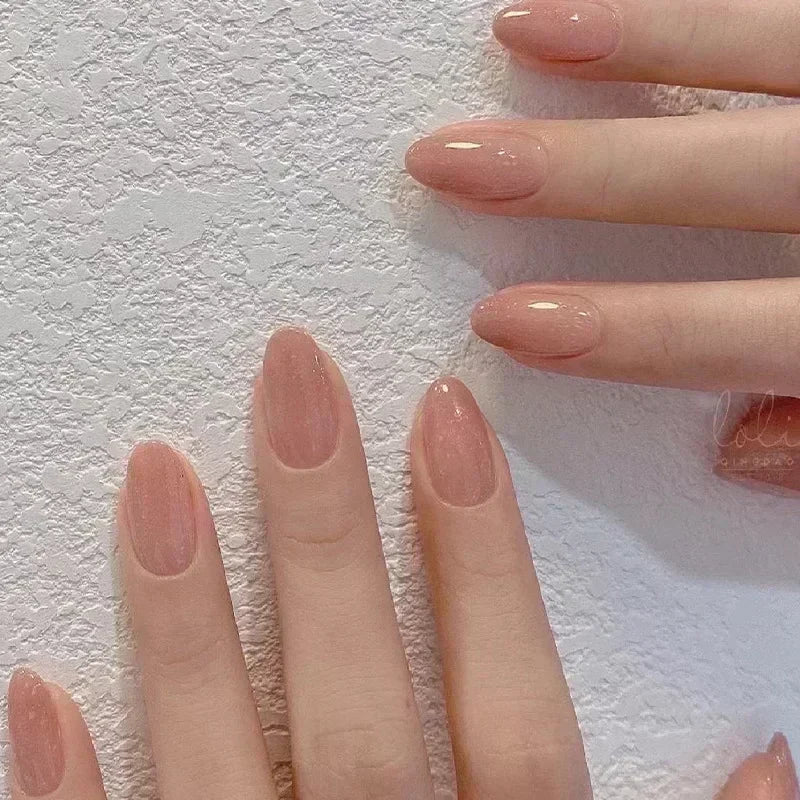 24Pcs Ballerina False Nails with Glue Short Nail Beauty Tools Press on Fake Nails Full Cover Artificial Nails Tips Manicure