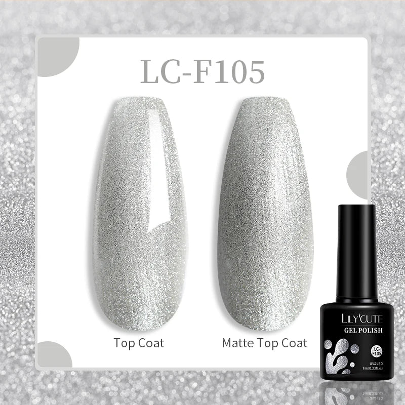 LILYCUTE 9D Rainbow Glitter Cat Magnetic Nail Gel Polish Snowlight Semi Permanent Soak Off Sparkling Nail Varnish