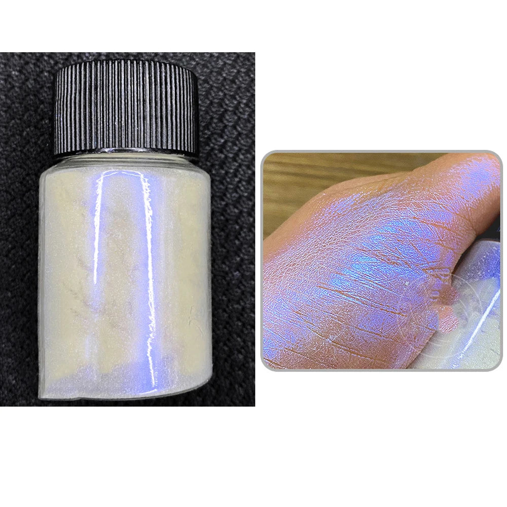 10g/Bottle Pearls White Nail Pigment Glitter Aurora Nail Powder Purple Chrome Glitter Pigment Dust UV Manicure Dip Powder