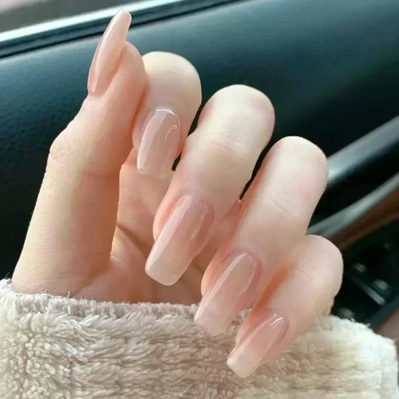 24Pcs Ballerina False Nails with Glue Short Nail Beauty Tools Press on Fake Nails Full Cover Artificial Nails Tips Manicure