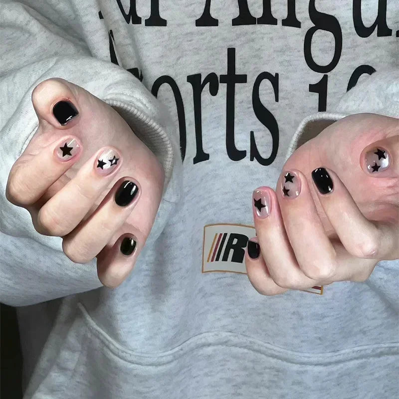 24Pcs French Tip Press on Nails Short Coffin False Nails Simple Wearable Fake Nails Frosted Full Cover Press on Nail Tips Art