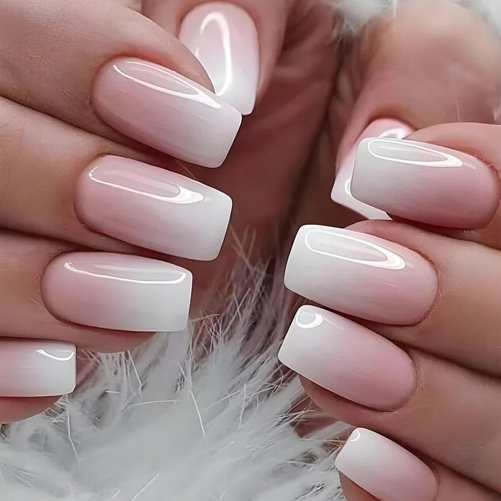 24Pcs Medium Long Acrylic Fake Nails Art Cool Spice Girls Wearing False Nails Set Press on Nail Tips Removable French Nails Fake