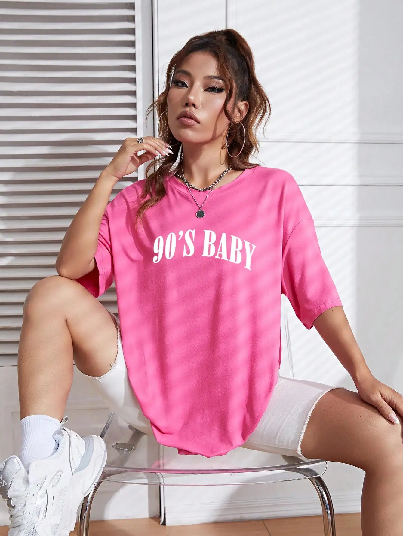 90's Baby Creativity Letter Cotton T-Shirts For Women Funny Oversize Tops Street Hip Hop Clothing All-math Female Short Sleeve