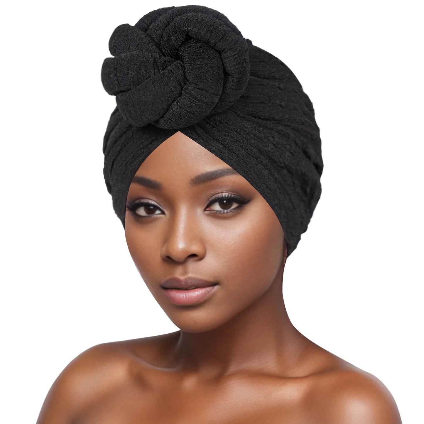 Women's Fashion Turbans New Bubble Cloth Large Plate Flower Elastic Leisure Comfortable and Breathable Daily Hat Headband Hat