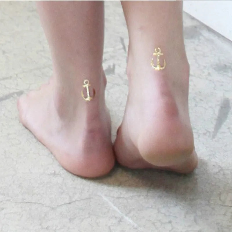 1PC Summer Style Men Women Body Art Gold Metallic Tattoo Sticker Chain Bracelet Fake Jewelry Waterproof Temporary Tattoo