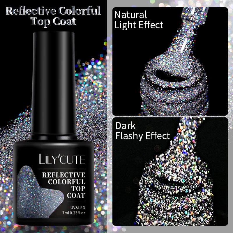 LILYCUTE 9D Rainbow Glitter Cat Magnetic Nail Gel Polish Snowlight Semi Permanent Soak Off Sparkling Nail Varnish