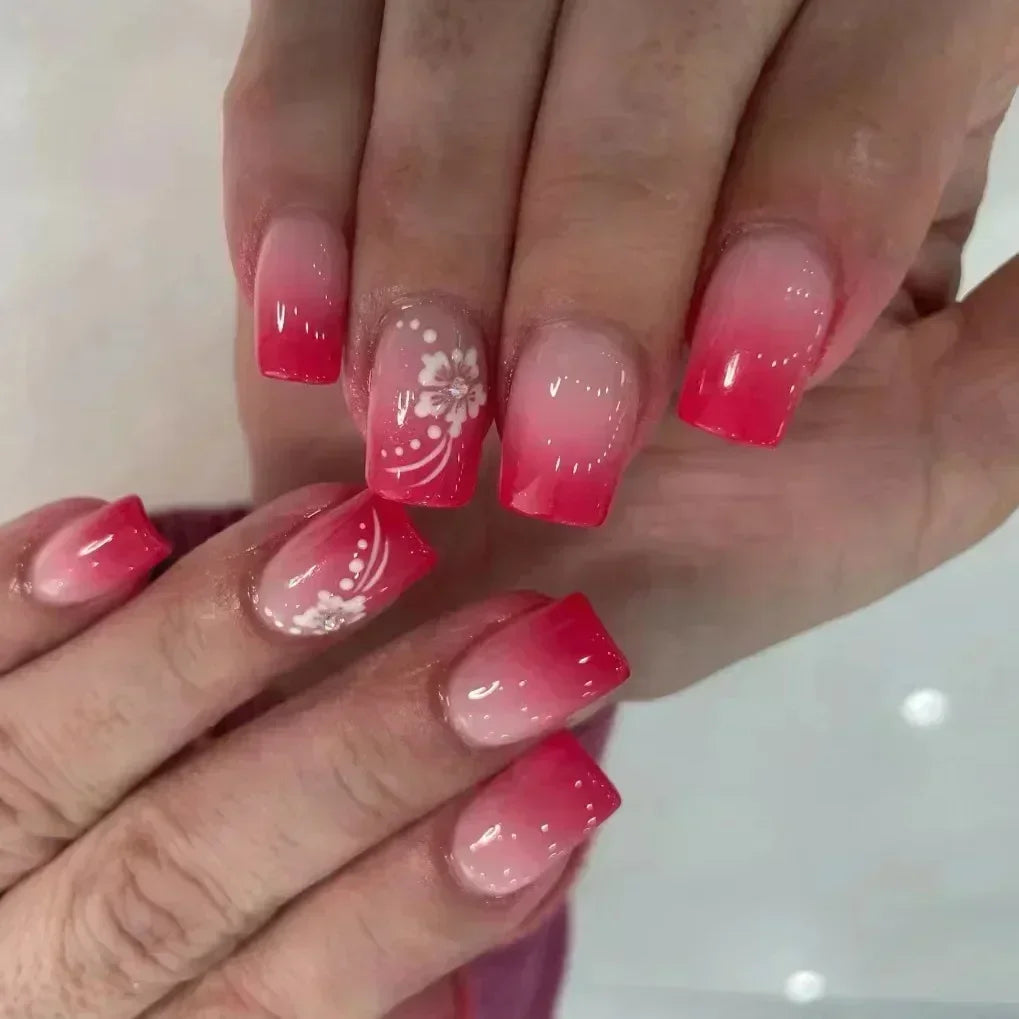 24Pcs French Tip Press on Nails Short Coffin False Nails Simple Wearable Fake Nails Frosted Full Cover Press on Nail Tips Art
