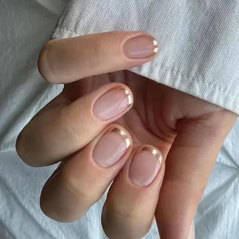 24Pcs French Tip Press on Nails Short Coffin False Nails Simple Wearable Fake Nails Frosted Full Cover Press on Nail Tips Art