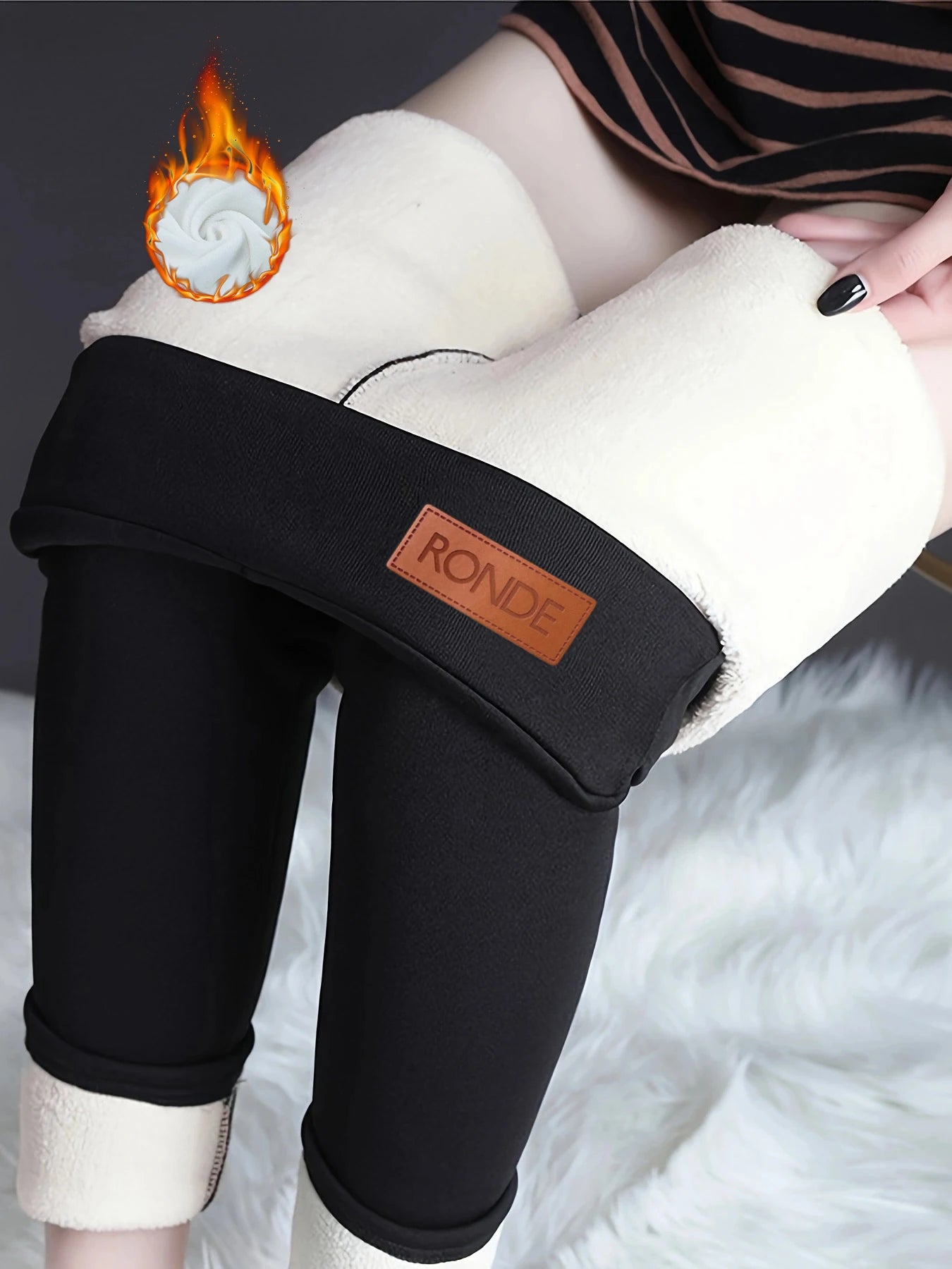 Winter Warm Plush Leggings, Thermal Casual Stretchy Leggings For Fall & Winter, Women's Clothing