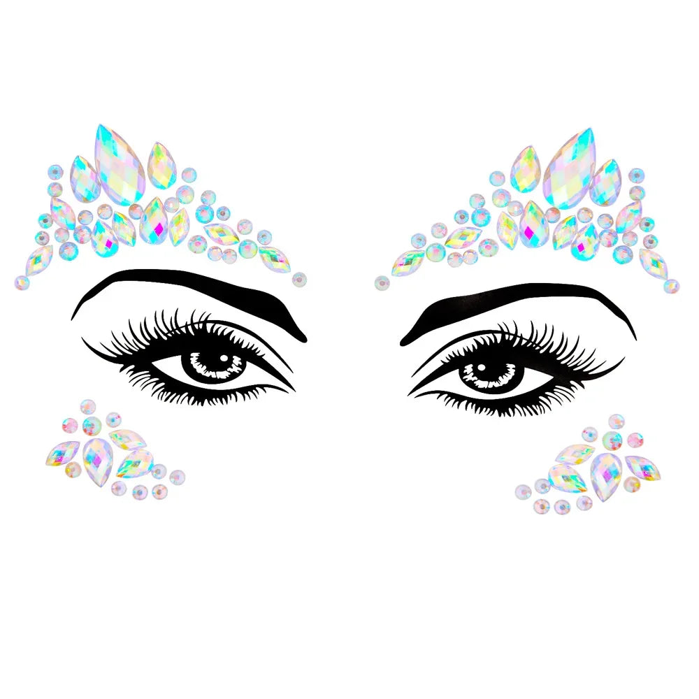 3D Sexy face tattoo stickers Temporary tattoos glitter fake tattoo rhinestones for woman Party face Jewels tatoo