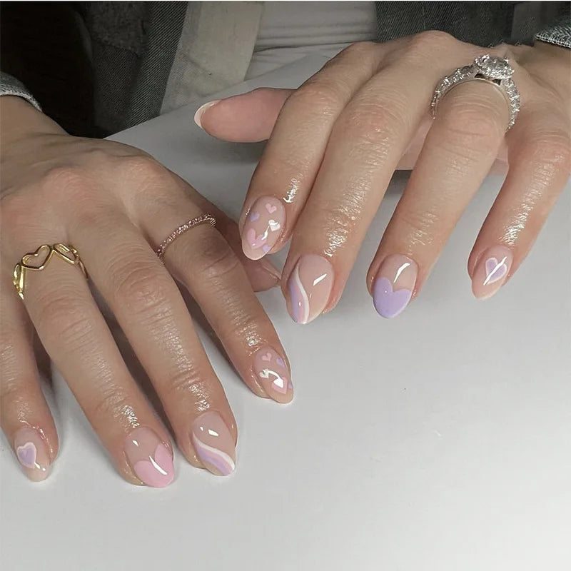 24Pcs White Ice Camellia Short False Nails Art Light Pink Sweet Girls Acrylic Press on Nails Full Cover Removable Fake Nail Set