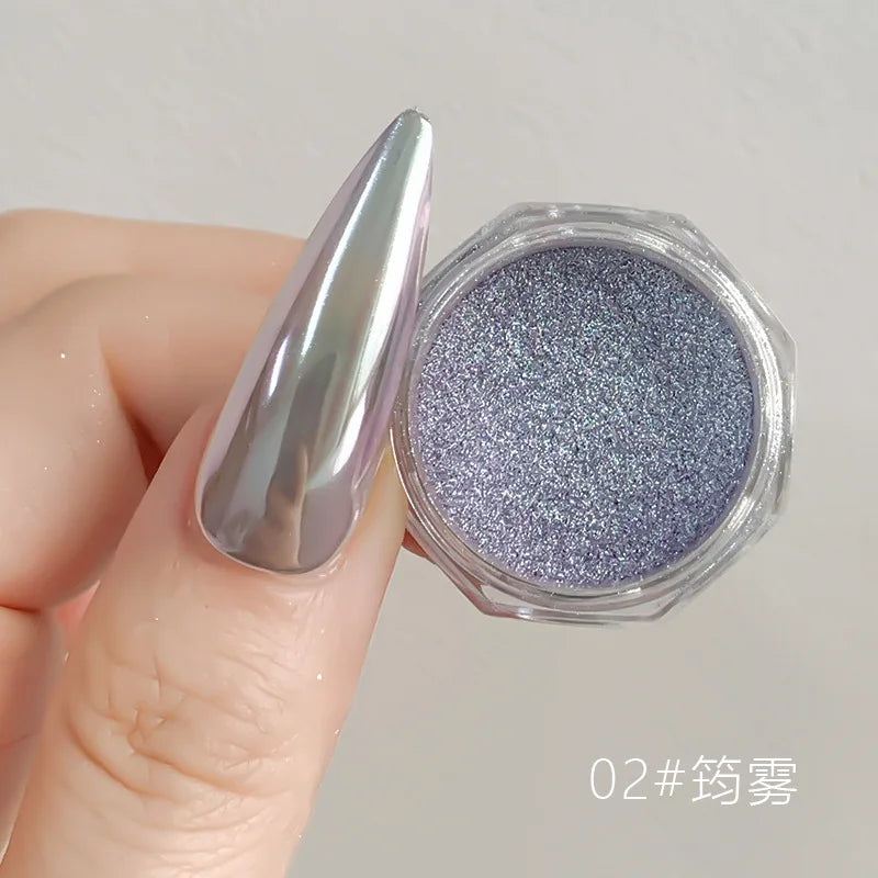10g/Bottle Pearls White Nail Pigment Glitter Aurora Nail Powder Purple Chrome Glitter Pigment Dust UV Manicure Dip Powder