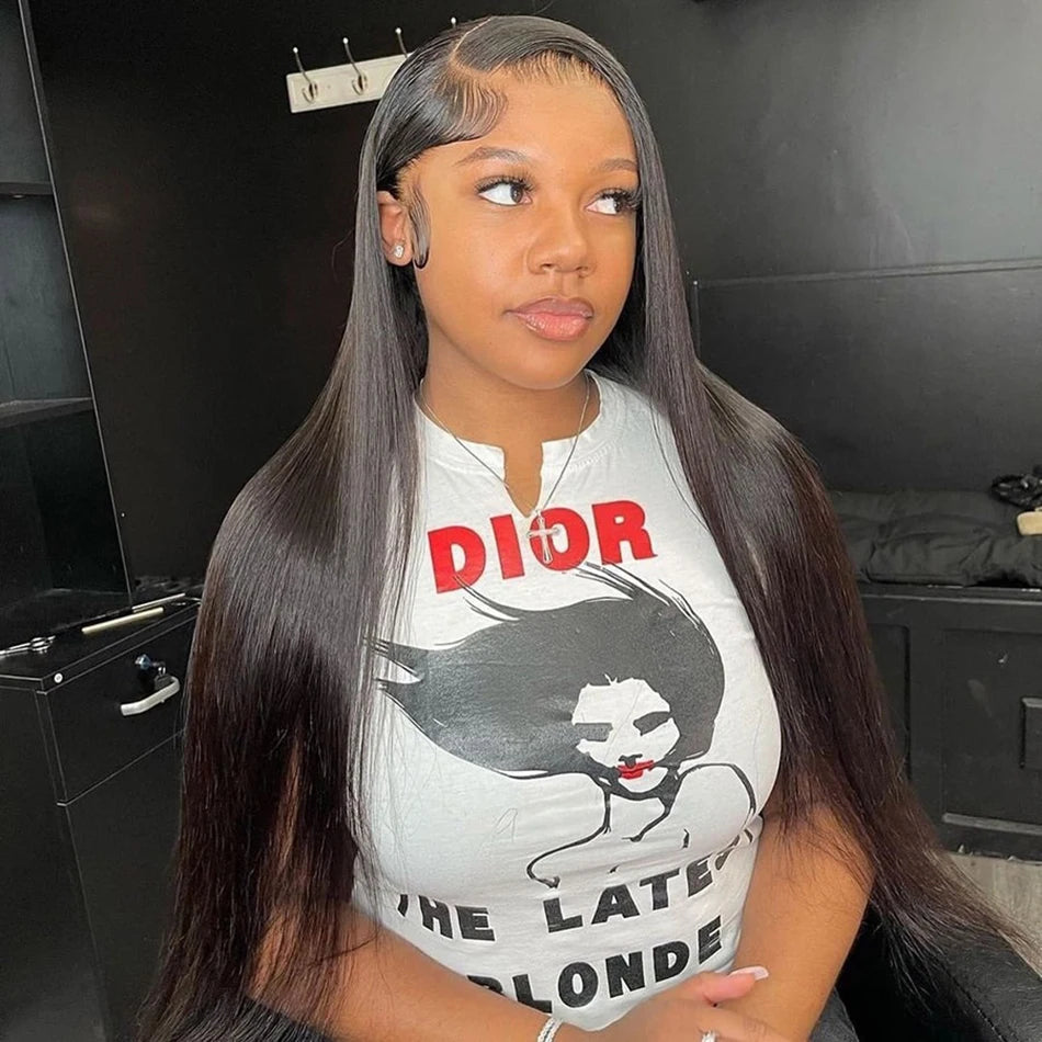 13x6 13x4 HD Transparent Lace Front Human Hair Wigs Pre Plucked For Women Bone Straight Remy Human Hair Lace Frontal Wigs