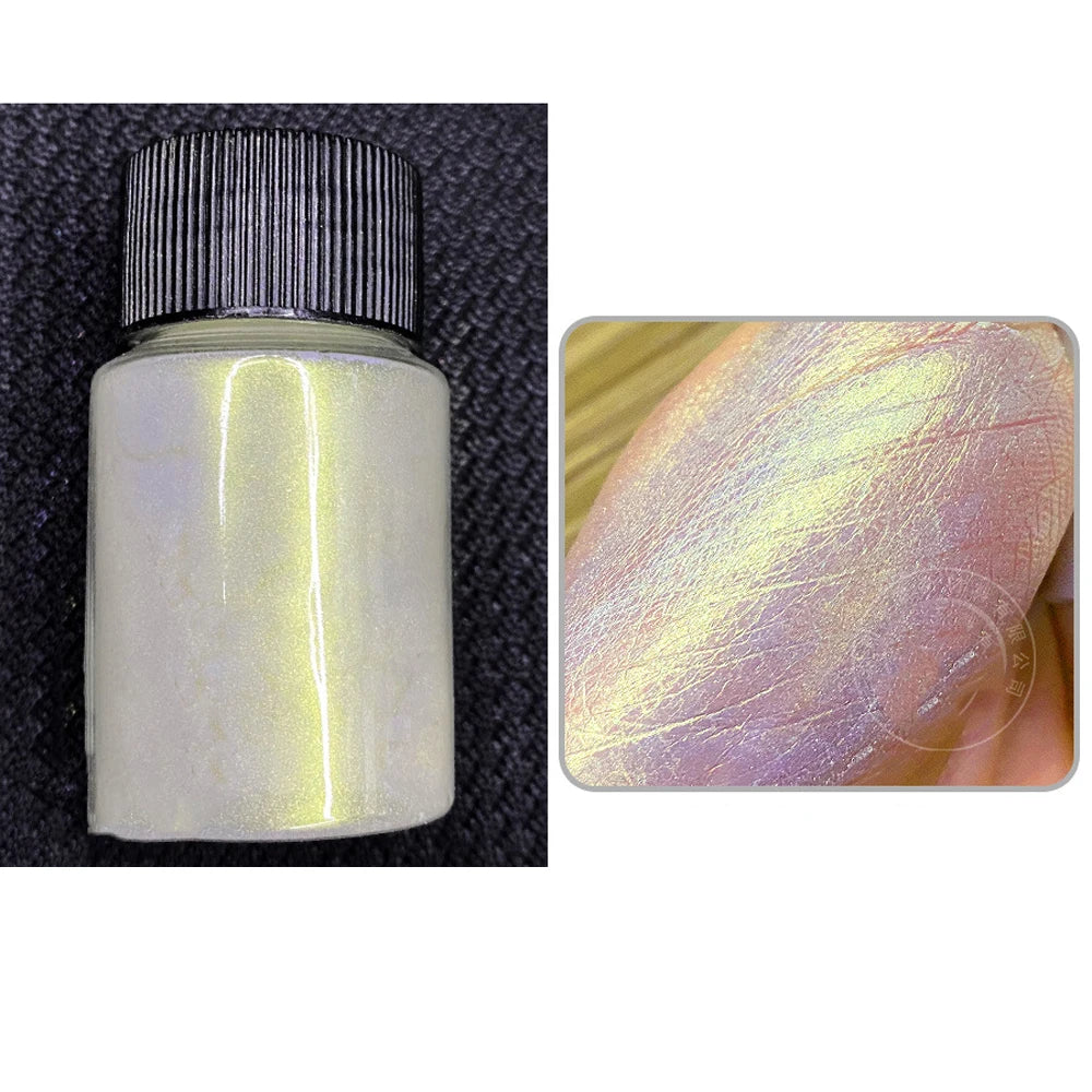 10g/Bottle Pearls White Nail Pigment Glitter Aurora Nail Powder Purple Chrome Glitter Pigment Dust UV Manicure Dip Powder