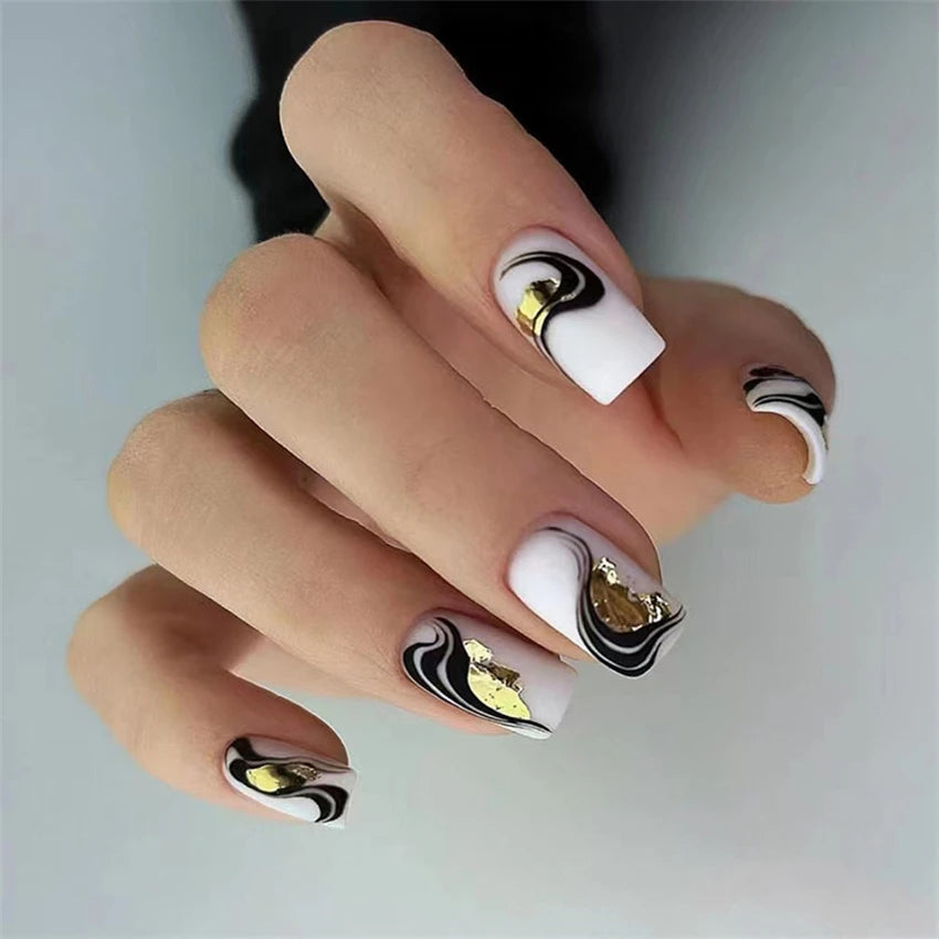 24Pcs White Ice Camellia Short False Nails Art Light Pink Sweet Girls Acrylic Press on Nails Full Cover Removable Fake Nail Set