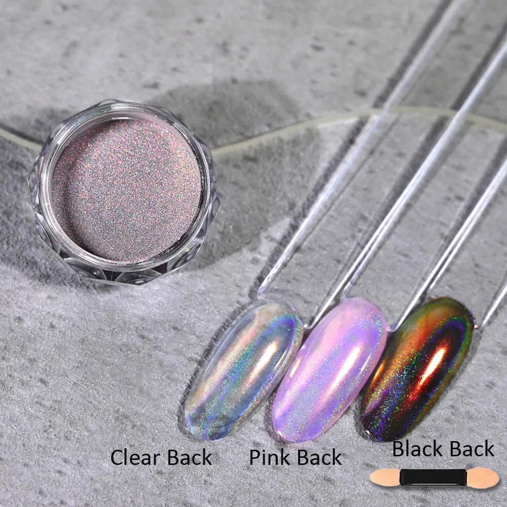10g/Bottle Pearls White Nail Pigment Glitter Aurora Nail Powder Purple Chrome Glitter Pigment Dust UV Manicure Dip Powder