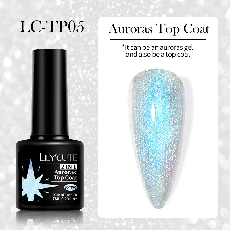 LILYCUTE 9D Rainbow Glitter Cat Magnetic Nail Gel Polish Snowlight Semi Permanent Soak Off Sparkling Nail Varnish