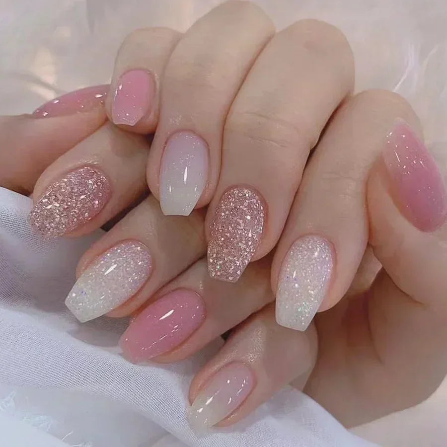 24Pcs French Tip Press on Nails Short Coffin False Nails Simple Wearable Fake Nails Frosted Full Cover Press on Nail Tips Art